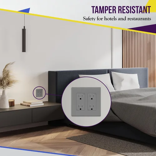 Vista 7 de ENERLITES Toma de corriente decorativa de grado industrial, 15A 125V, receptáculo dúplex resistente a manipulaciones, conexión a tierra, 5-15R, 2