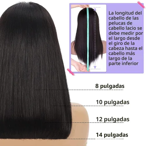 Vista 5 de Peluca Bob de 10 Pulgadas de Cabello Humano, Pelucas Frontales de Encaje HD 13x4 de Cabello Humano Pre-Desplumadas, Peluca Bob Corta, Pelucas