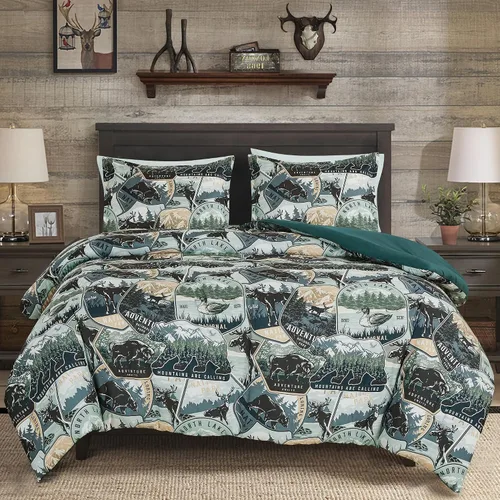 Vista 18 de Chezmoi Collection Zella - Juego de edredón de 2 piezas con motivo geométrico del suroeste, ropa de cama de microfibra lavada con estampado
