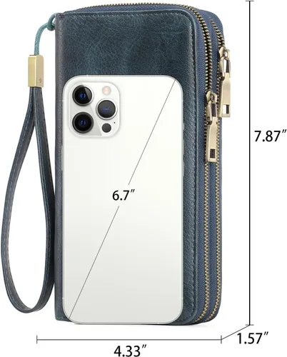Vista 5 de GAEKEAO Cartera de mano para mujer, con bloqueo RFID, de piel, de gran capacidad, con correa de mano