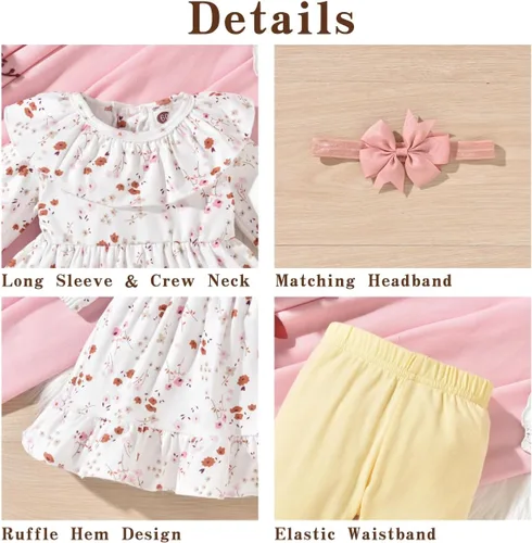 Vista 4 de Aalizzwell Conjunto de leggings de vestir para bebés y niñas