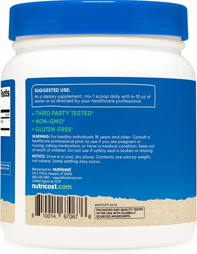 Vista 4 de Nutricost Polvo de raíz de astrágalo orgánico, 1 libra, vegetariano, sin gluten Sin OGM