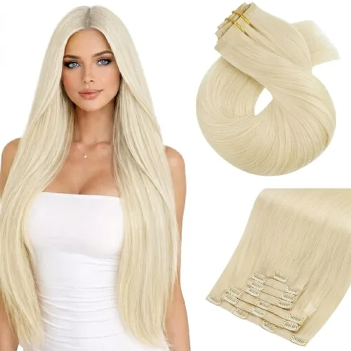 Vista 11 de Moresoo Genius - Extensiones de cabello humano real con clip, color negro azabache, invisibles, sin costuras, de trama de piel sintética