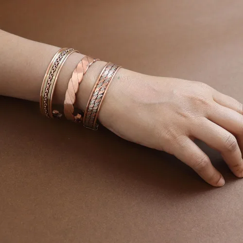 Vista 49 de Pulseras de cobre para hombres y mujeres Juego de 3 con caja de regalo Hecho a mano 100% cobre Regalo para mujeres y hombres