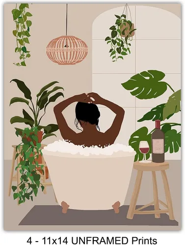 Vista 4 de Black Culture - Accesorios de baño grandes de 11 x 14 pulgadas, arte de pared de mujeres afroamericanas negras, decoración de pared afro, obra