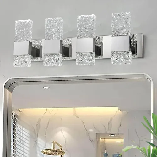 Vista 10 de Moderna lámpara LED para tocador de baño, acero inoxidable cromado, 3 lámparas de pared para iluminación de baño, Fuxture sobre espejo, 21.5