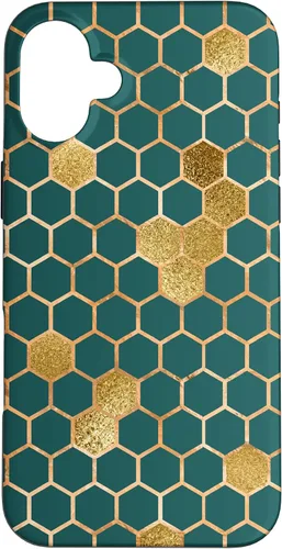 Vista 23 de Bees Honeycomb Pattern Print Honey Hexagon Bees Hive - Green Case for iPhone 17