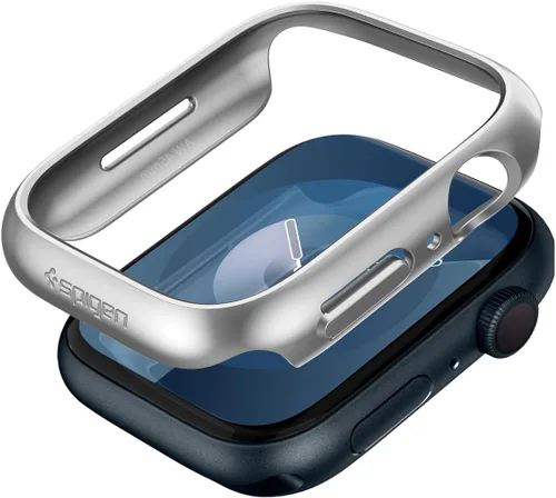 Vista 8 de Spigen Thin Fit Diseñado para Apple Watch Case Series 9/8/7 45mm Funda ligera de PC rígida - Negro