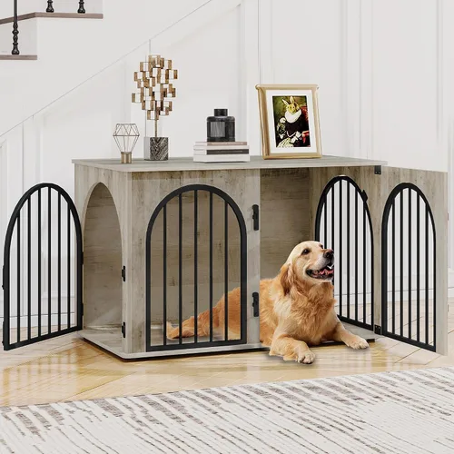 Vista 23 de Hzuaneri Jaula de Madera para Perros de 26.8'', Muebles de Jaula para Perros de Interior, Jaula para Perros Pequeños, Jaulas de Servicio Pesado