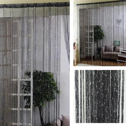 Vista 5 de Cortina de cadena para puerta, ventana, habitación, divisor de panel decorativo para el hogar, lindo brillo de bola de cristal, borla de seda