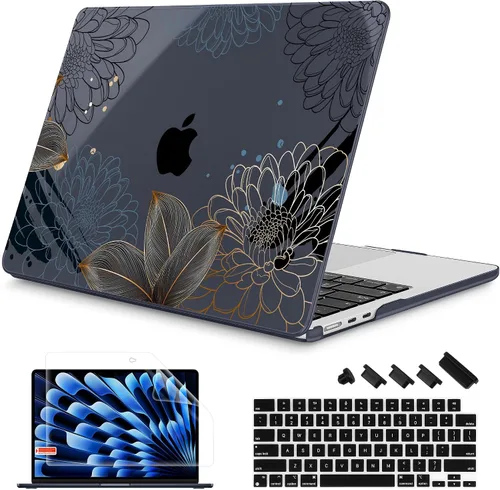 Vista 32 de Mektron Diseñada para MacBook Air 2025/2024/2023 de 15 PULGADAS M4 A3241 /M3 A3114 /M2 A2941, Carcasa de Cubierta Rígida de Plástico Impreso