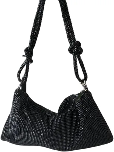Vista 3 de UMREN Bolsos Hobo con diamantes de imitación para mujer, elegante bolso de noche de cristal brillante para fiesta, club, boda