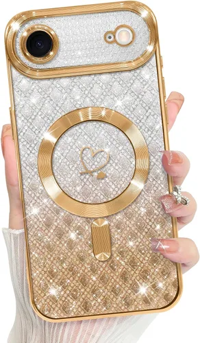 Vista 114 de Bonoma Compatible with iPhone 17 Pro Max Case 2025 Heart Checkered -Gold A cuadros-oro