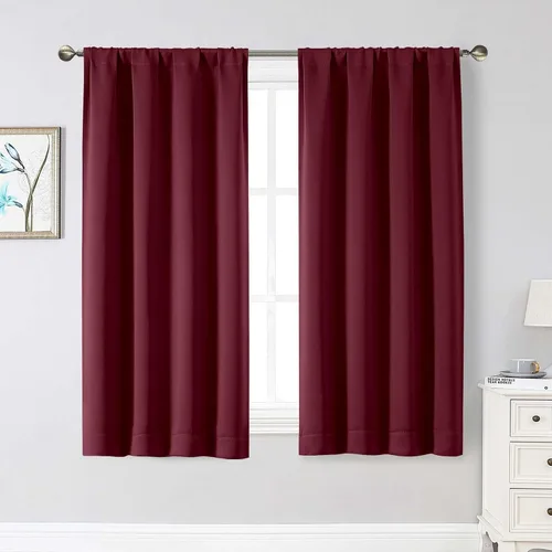 Vista 66 de Cortinas opacas para dormitorio, sala de estar, juego de 2 paneles de 54 pulgadas de largo, cortinas de oscurecimiento de habitación con aislamiento
