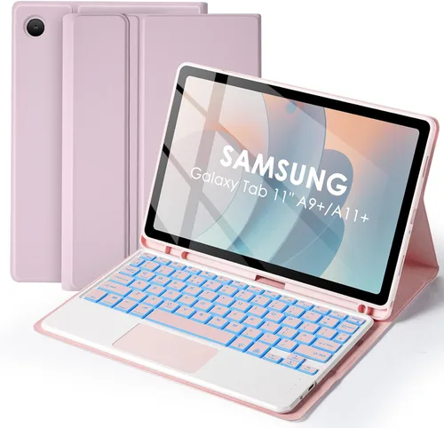 Vista 12 de Funda con teclado retroiluminado de 7 colores con mouse para Samsung Galaxy Tab de 11 pulgadas A11 Plus y A9 Plus, funda de teclado intercambiable
