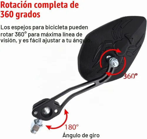 Vista 4 de Espejos de bicicleta para manillar, 2 piezas de seguridad HD espejo retrovisor para manillar, espejos ajustables para bicicleta, espejo retrovisor