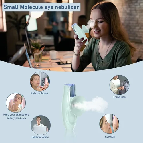 Vista 2 de Vaporizador facial y spa de ojos 2 en 1. Mini vaporizador facial profesional portátil para limpieza profunda facial, el vapor iónico de mano de Dama