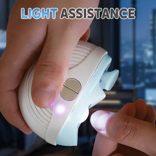 Vista 4 de Cortaúñas eléctrico inteligente para adultos mayores, 3 velocidades de potencia fuerte, recortador automático de uñas con pulidor, luz