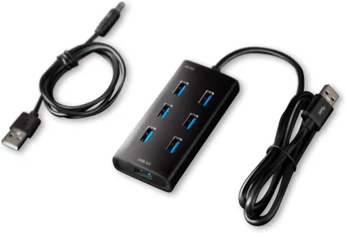 Vista 4 de Rebuff Reality Hub USB 3.0, concentrador USB de datos de 7 puertos con un puerto de carga inteligente, cable de extensión USB de 31.5 pulgadas