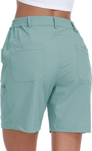 Vista 3 de MoFiz Pantalones cortos de golf para mujer de 7 pulgadas, de secado rápido, bermudas ligeras con bolsillos