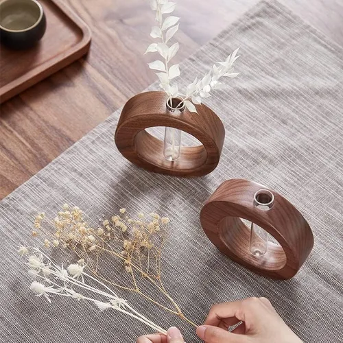 Vista 5 de WONQEXZ Jarrón de mesa, moderno jarrón de propagación de macetas bohemias, macetas de interior para decoración de escritorio, florero de madera