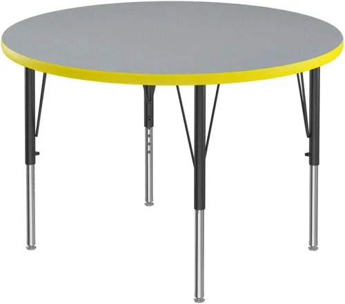 Vista 6 de Correll Mesa rectangular de actividades para el aula de 24 x 48 pulgadas, altura ajustable (19 a 29 pulgadas), parte superior de granito gris, borde