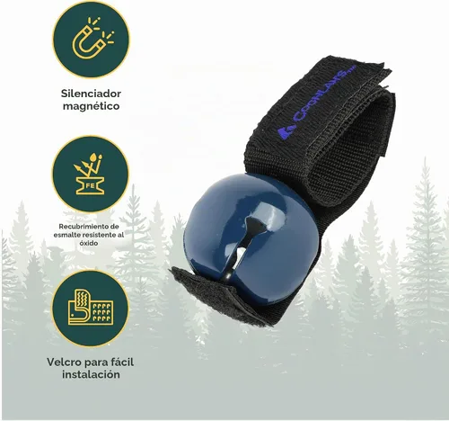 Vista 2 de Coghlan's Campana magnética de oso con silenciador - Equipo de seguridad de senderismo para alerta de vida silvestre Azul