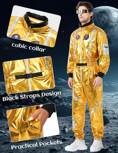 Vista 5 de Disfraz de astronauta para adultos, traje espacial para hombres