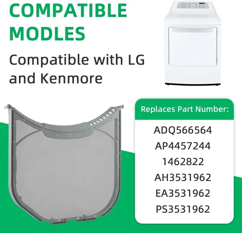Vista 4 de ADQ56656401 Reemplazo del filtro de pelusa para secadora LG Kenmore, con muescas, sustituye a ADQ566564 AP4457244 PS3531962 DLEX3700W DLEX3570W