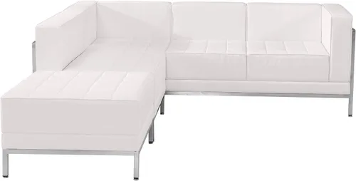 Vista 2 de Flash Furniture HERCULES Imagination Series White LeatherSoft Configuración seccional, 3 piezas