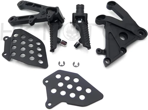 Vista 4 de HONGK - Soporte de clavijas de pie delantero negro compatible con Cbr600Rr 2003 2004 2005 2006 [B01C0STRSU]