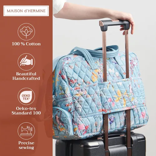 Vista 2 de Maison d' Hermine Bolsas de fin de semana para mujer, de algodón, acolchadas, para equipaje nocturno, bolsa de fin de semana para hombres, regalos