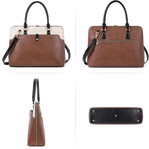 Vista 6 de CLUCI Maletín de cuero para mujer 15.6 pulgadas portátil de negocios vintage delgado bolso de hombro de las señoras