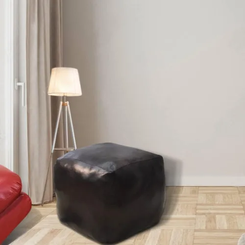 Vista 38 de Rugsotic Carpets Puf de cuero de cabra redondo hecho a mano ecológico negro – Puf de forma redonda, 14.0 in x 14.0 in x 14.0 in x 14.0 in, liso