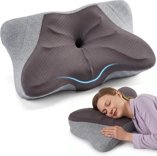 Vista 14 de Sweetcrispy Almohada cervical para cuello y hombro, almohadas ergonómicas de espuma viscoelástica, contorno lateral para adultos, soporte ortopédico