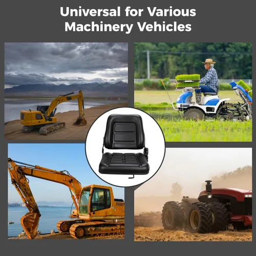 Vista 7 de yeesport Asiento de Montacargas Asiento Universal de Tractor, Asiento Plegable de Montacargas con Respaldo de Ángulo Ajustable, Cómodo Asiento