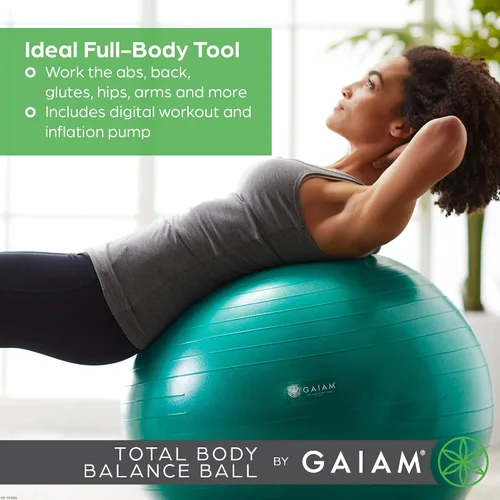 Vista 3 de Gaiam Pelota de equilibrio para todo el cuerpo de yoga, antiestallido con bomba de aire para silla de casa, oficina y fitness - Varios tamaños
