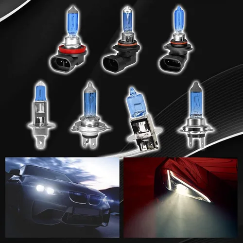 Vista 6 de Bombilla halógena H1 para faros delanteros H1, bombillas halógenas ultra blancas brillantes de 12 V 100 W, haz alto y bajo, bombillas antiniebla