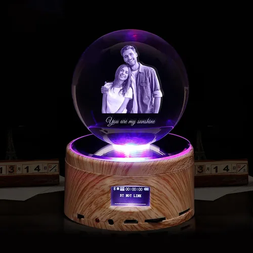 Vista 10 de Bola de cristal personalizada luz nocturna personalizada 3D fotos de cristal base LED con luz colorida, regalo personalizado para mujeres, hombres
