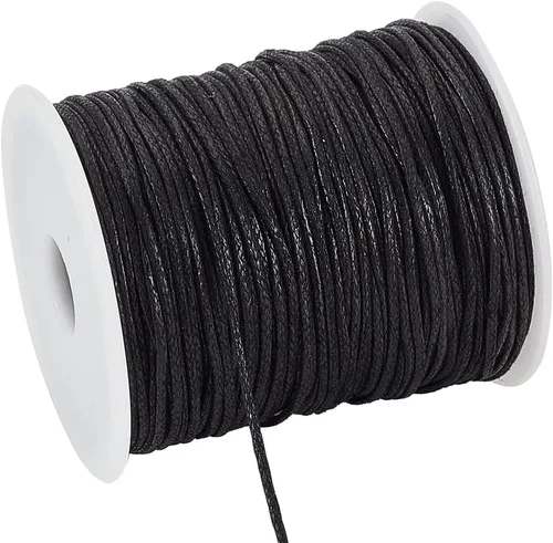 Vista 8 de PH PandaHall Cordón encerado de 0.020 in, cordón de algodón encerado de 200 yardas, hilo encerado negro, cuerda encerada para manualidades, pulsera