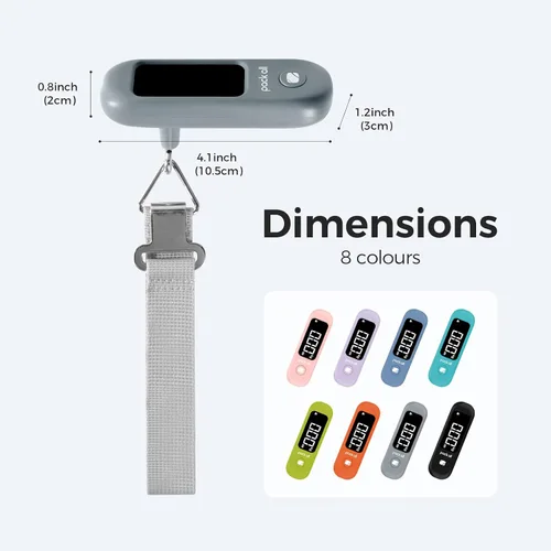 Vista 9 de pack all Báscula de equipaje de 110 libras, báscula digital de equipaje de mano, báscula de peso para maleta de viaje con pantalla LCD, batería