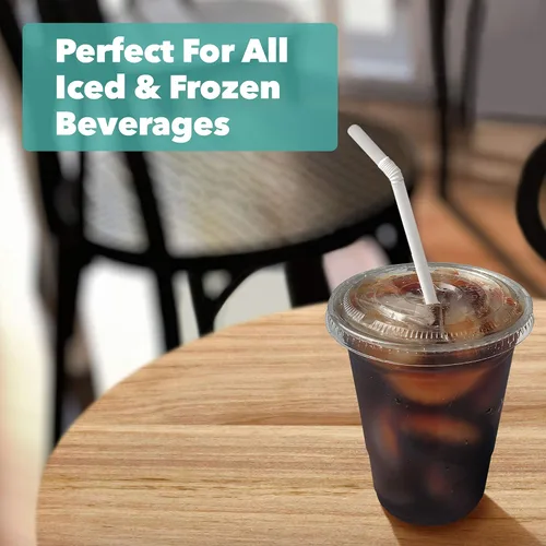 Vista 3 de [500 juegos de 16 onzas con tapas] Vasos de plástico transparente con tapas, batidos de jugo de café helado, desechables, reciclables para bebidas