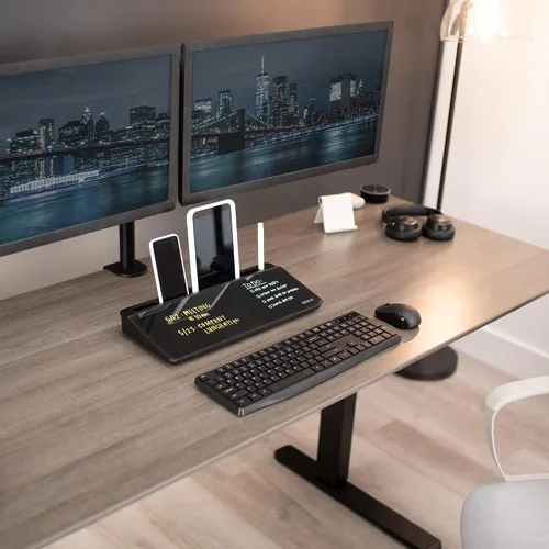 Vista 8 de Vivo DESK-WB16B - Pizarra de cristal de borrado en seco de 16 x 7 pulgadas con almacenamiento, organizador de pizarra blanca de escritorio