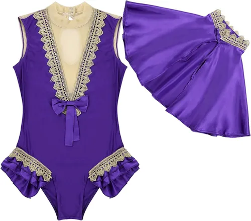 Vista 4 de Sywiyi Disfraz de circo de Halloween para mujer, diseño de escenario, leotardo de gimnasia con capa