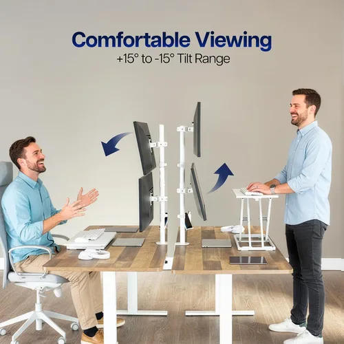 Vista 4 de VIVO Dual Monitor Desk Mount for 13 to 34 inch Screens, STAND-V002TW Blanco