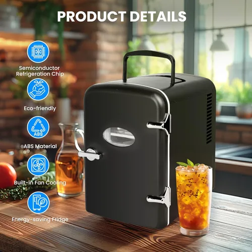 Vista 6 de HealSmart Mini refrigerador portátil, refrigeradores compactos enfriadores y calentadores de 4 litros 6 latas, con ventana de observación, 100%