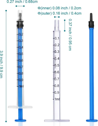 Vista 2 de Jeringa de 1ml sin aguja - 1 ml Jeringas pequeñas de plástico estériles empaquetadas individualmente con tapa para estudiantes de medicina