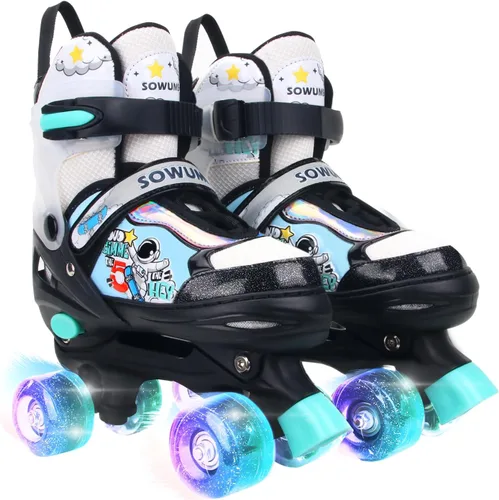 Vista 11 de Patines en línea ajustables para niñas y mujeres, todas las 8 ruedas de los patines de niña brillan, iluminación segura y divertida para niños