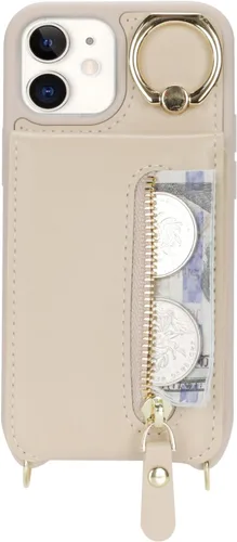 Vista 4 de Funda para iPhone 12 con tarjetero para mujer, para iPhone 12 Pro, funda para teléfono con correa, ranuras para tarjetas de crédito, bandolera