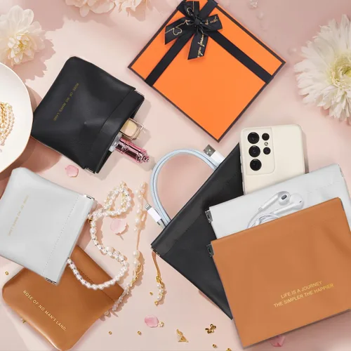 Vista 16 de Bolsa de cuero para anillos, funda para anillos de boda, bolsa para anillos de compromiso, almacenamiento de joyas para novios, portador de anillos